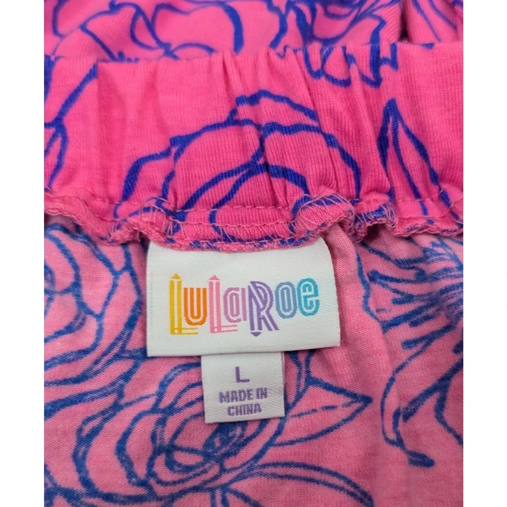 LuLaRoe Pink Maxi Skirt with Blue Floral Print